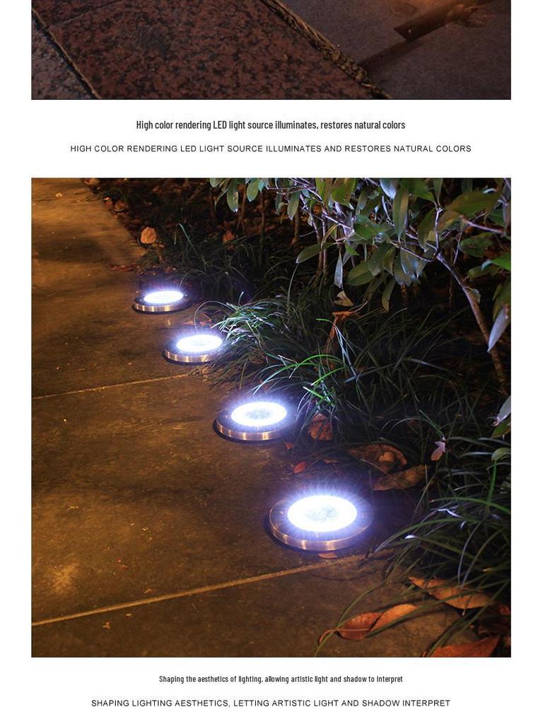 Solar LED Stainless Steel Underground Light for Outdoor Garden, Lawn, Courtyard, Rainproof.