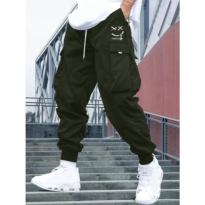 New Summer Retro Work Pants Men's Casual Trousers Loose Sports Straight Tying Pants