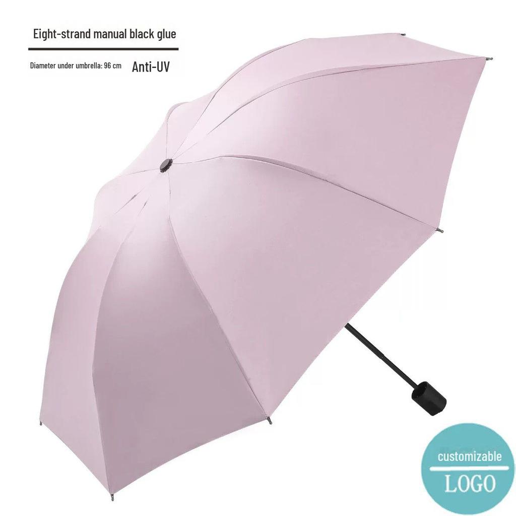 Umbrella Sunny And Rainy Automatic With Printed Logo Black Plastic Spf Sunscreen Threefolding Design