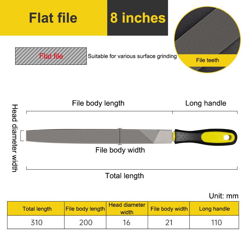 6/8/10/12 Inch High Carbon Steel Flat File Durable Sharp Files For Stone Glass Metal Sanding Tool Woodworking Hand Tools