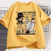 Funny Cat Make Coffe Print T Shirt for Unisex WOMEN Tshirt Summer Loose Cotton Short Sleeve Trendy Y2k Tops Unisexs Designer Clothes