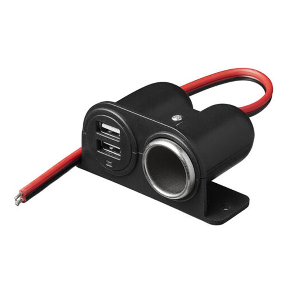 Dual USB Car Charger Socket DC 5V 3.1A Built-In Adapter Cigarette Lighter Multi Plug Fast Charging Ports for Camper Vehicle