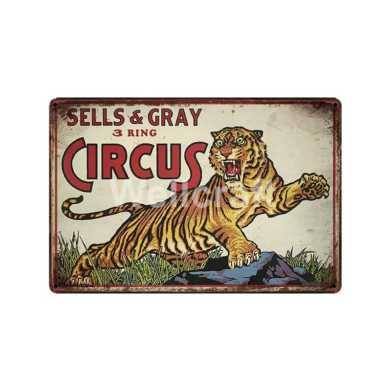 [ WellCraft ] Circus Lion Elephant Tiger Clown Horse Metal Sign Vintage Painting Decor  LT-1899 Room Decoration
