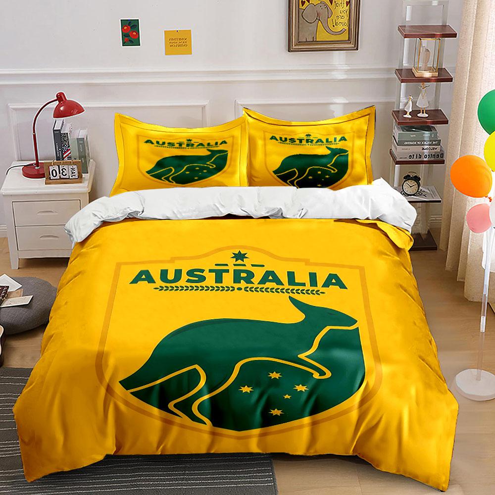 Australien Känguru Bettwäsche Set Bettwäsche Bettbezug Set Bettbezug Kissenbezüge (1 * Bettbezug 2 * Kissenbezüge, ohne Bettdecke) 135x200cm yellow