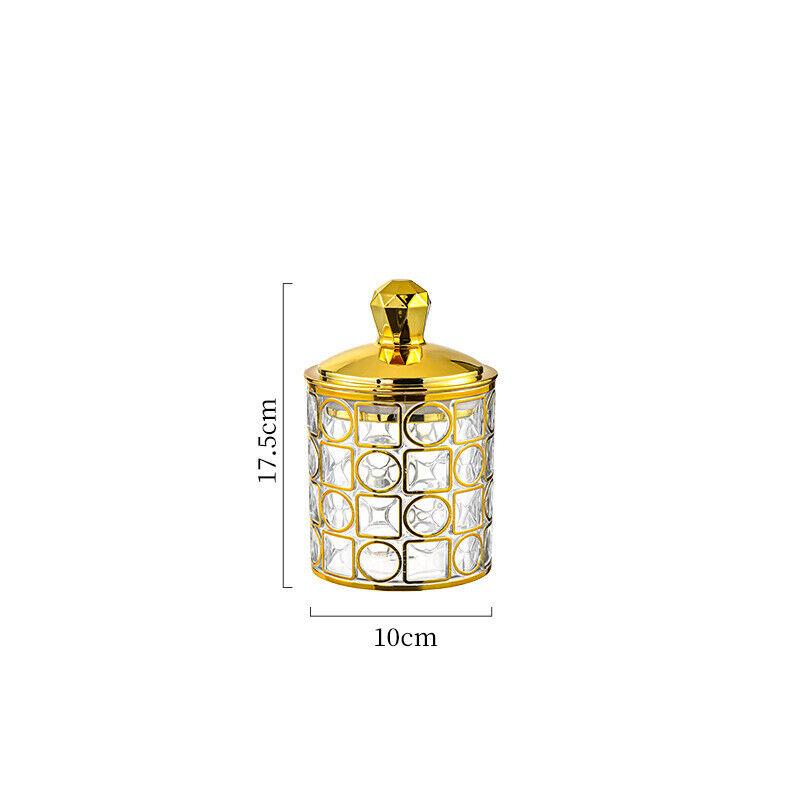 1PC Multifunctional Storage Tank Light Retro Pattern Transparent Sealed Jar Luxury Golden Lid Candy Coffee Bean Storing Jar