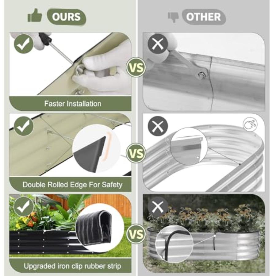 Galvanized Raised Garden Bed Outdoor Metal Planter Box Steel Raised Garden Bed Kit with Safety Edging and Gloves for Vegetables