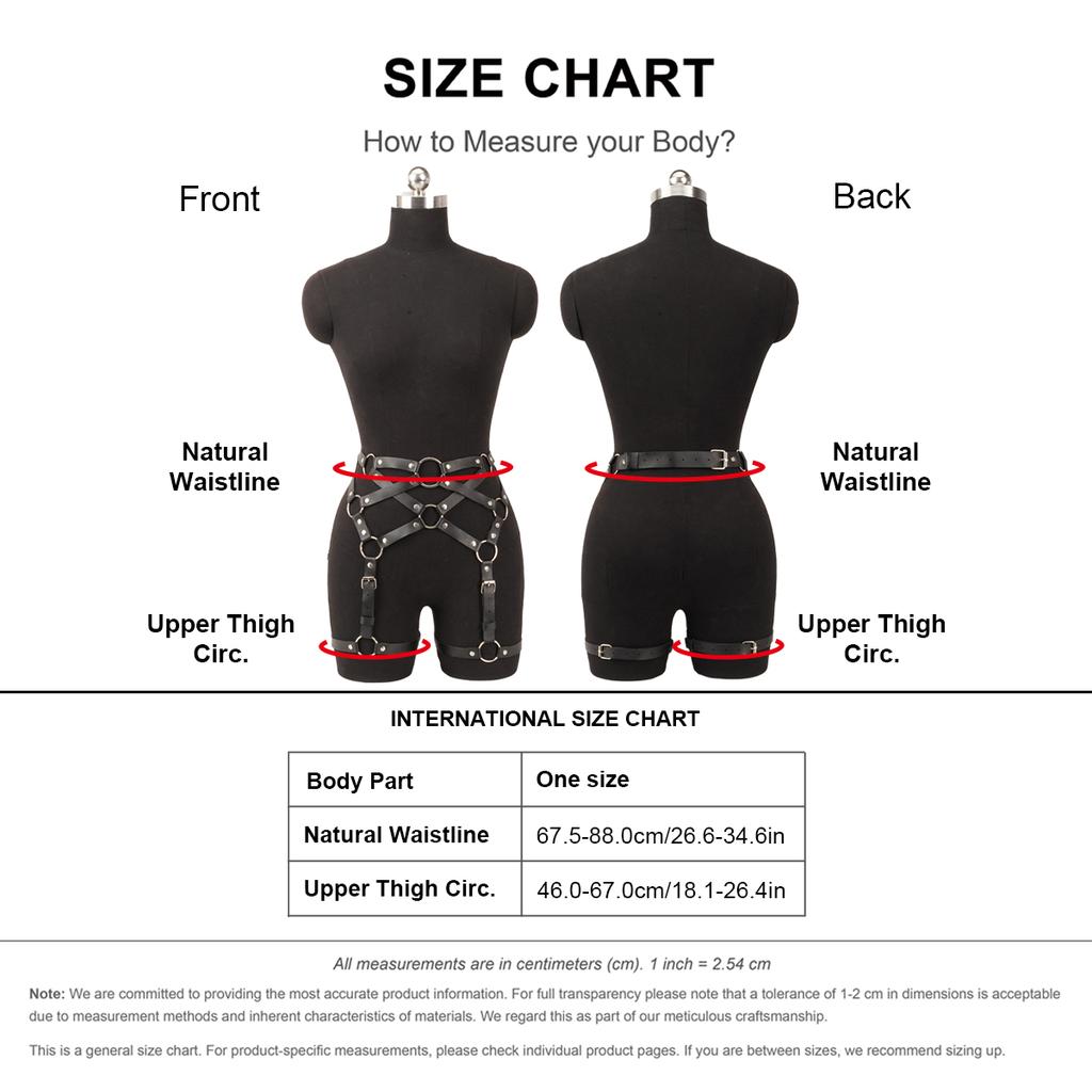 Leather Body Harness for Women, Adjustable Punk Garter Belts with Metal O-Rings, Rave Outfit Accessories