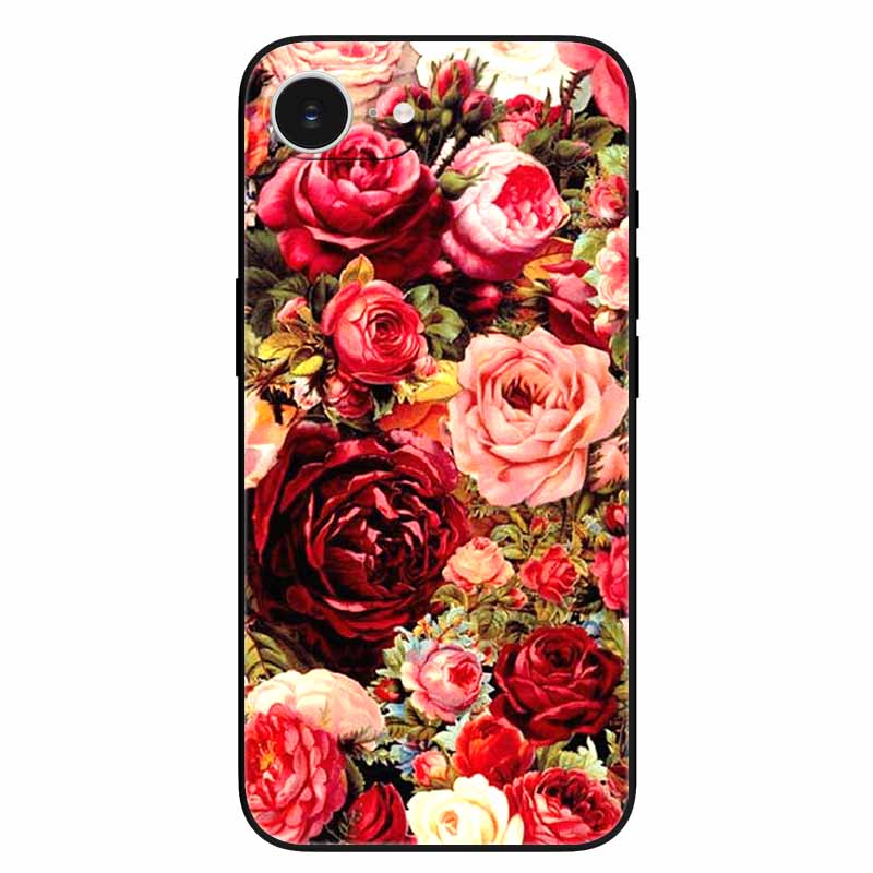 Schwarze Handyhülle Cover für Apple iPhone 16e Hüllen Gedruckte TPU Weiche Stoßfängerhülle für iPhone16e 16e 2025 Schutz Silikonhüllen