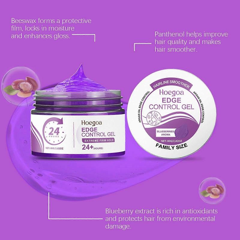 Hoegoa Purple Acai Berry Hair-Styling Gel Bangs Broken Hair Natural Shaping Long-Lasting Soft Manic Gel
