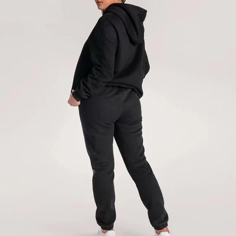 Kışlık Eşofman Takımları İki Parçalı Setler Kadın Eşofman Çift Sonbahar Pantolon Kapüşonlu Sweatshirt Takım Kadın Günlük Düz Renk Kapüşonlu Spor Giyim