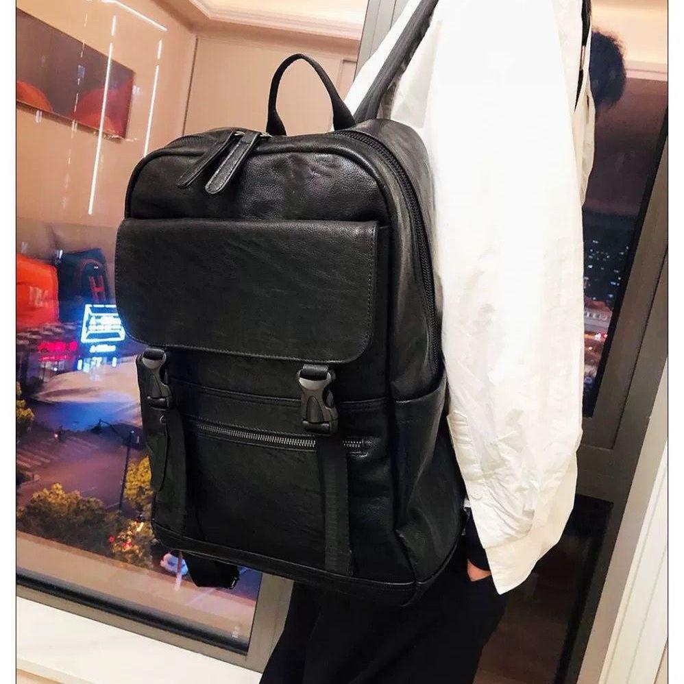 Men's Trendy Large Capacity Leather School, Business & Travel Backpack