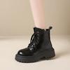 Women's Arch Support Comfort Pop Martin Boots- Retro Round Toe Side Zipper Lace Up Adjustable Casual Sports Home Travel