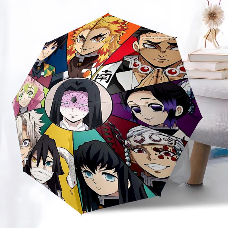 1pc Demon Slayer Characters Outdoor Umbrella - Automatic Opening/Closing - Portable 3-Fold Design - 8-Rib Iron Frame - Festival Gift for Fans, Travele