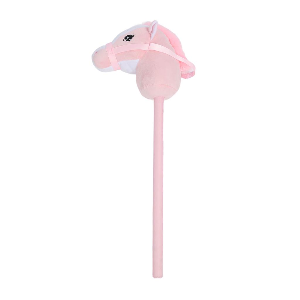 Hobby Horse Stick Toy 70cm Plush and PVC Cartoon Simulated Plush Handcrafted Hobby Horse Pink