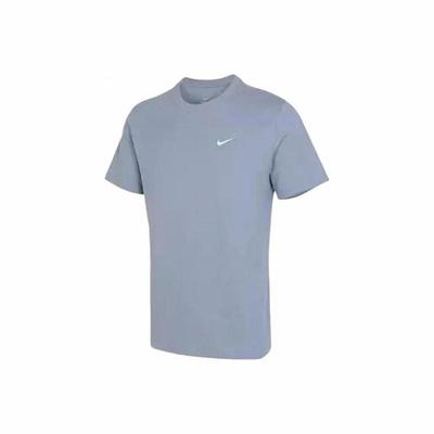 T-shirt Bleu à Manches Courtes et Col Rond Imprimé Logo pour Homme
