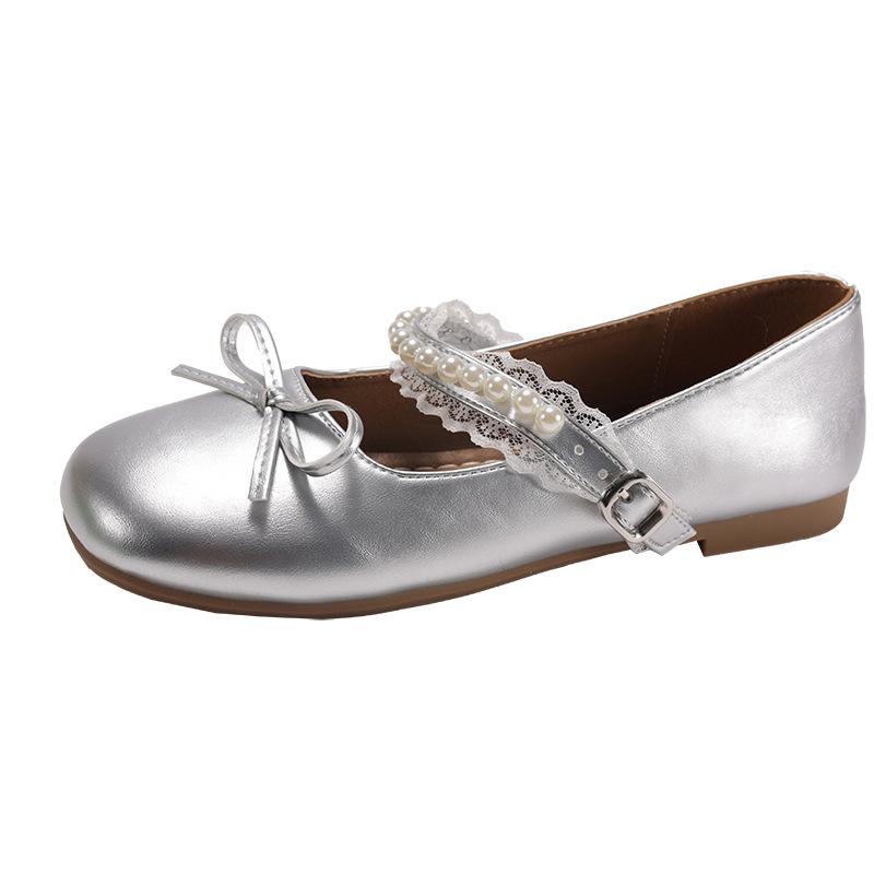 Fashion lightweight silver retro French flat bottom light mouth single shoes women's 2025 new summer skirt Mary Jane shoes