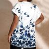 Women's Large Size T-Shirt Casual Print V-Neck Short Sleeve Raglan Sleeve Top