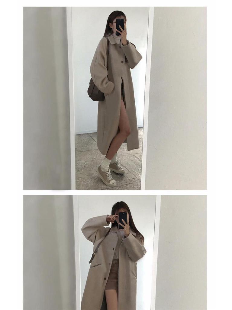 Versatile Women's Mid-Length Wool Coat - Korean Hepburn Style, 2020 Autumn/Winter, Petite & Plus Sizes