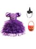 New Girls' Halloween Puff Sleeve Mesh Dress Costume