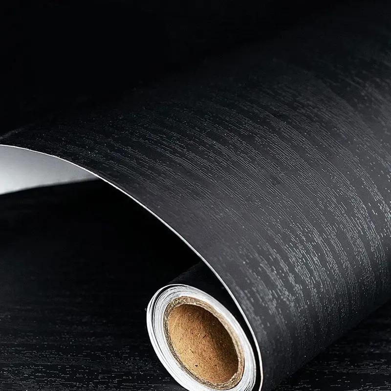 

Самоклеящаяся виниловая ПВХ белая и черная обои с текстурой дерева водонепроницаемая кухонная мебель дверца для реновации наклейка на стену 40cmX1m