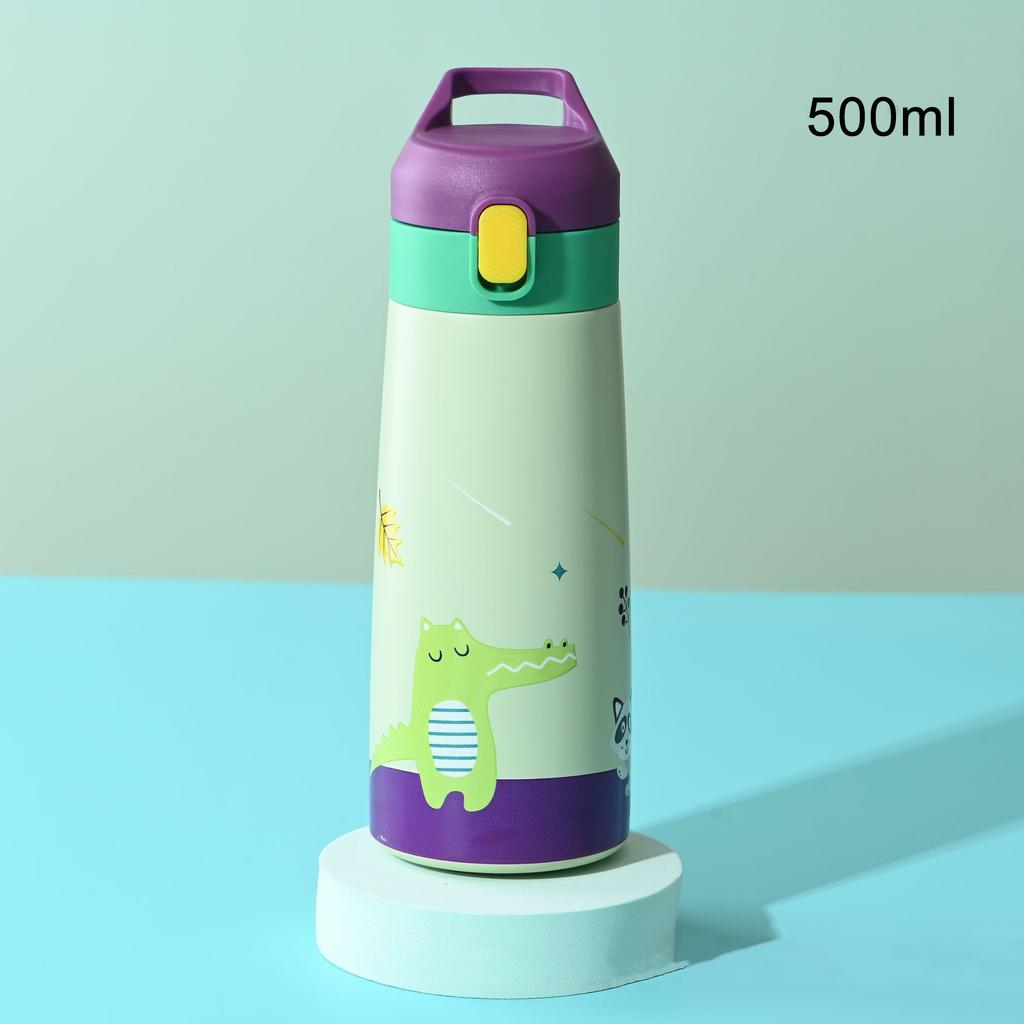 500ml Barn Termosflaska Rostfritt Stål Sugrör Termosmugg Läckagesäker Vakuumflaska Barn Termisk Vattenflaska För Skolan