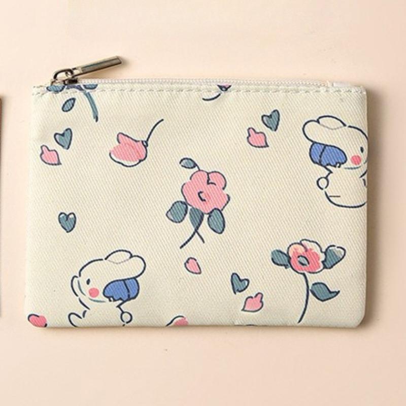 Mini Zipper Coin Purses Canvas Coin Wallet Lady Girls Earphone Coin Key Money Storage Bag Short Pouch Student Card Holder