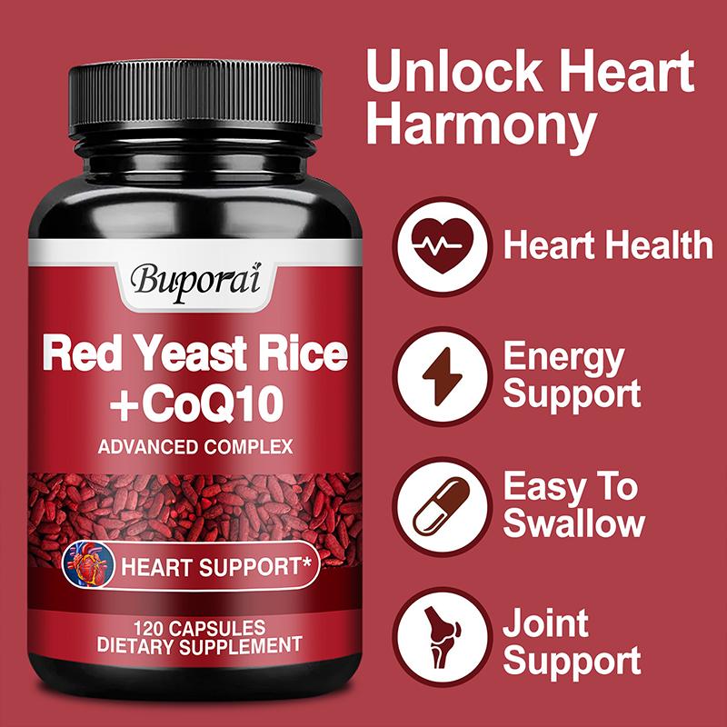 Red Yeast Rice with CoQ10 Supplement - Extra Strength Red Yeast Rice 1200 Mg. CoQ10 100 Mg Capsule Per Serving