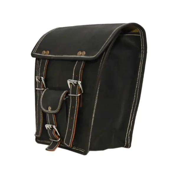 Handmade Black Goat Leather Motorcycle Saddlebags - Vintage Biker Panniers (Set of 2)