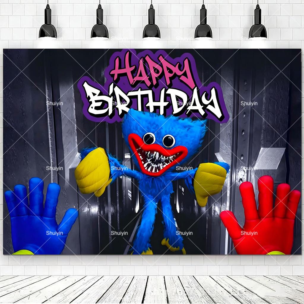 Hot Game-P&Poppy-Playtimes Backdrop Kids Birthday Decorations Party Supplies Baby Shower Banner Horror Festival Decor Props Gift