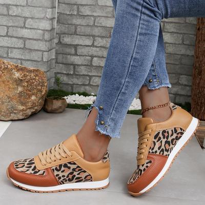 Plateau-Sneaker für Damen, NEU, runde Zehenpartie, Low-Top, Leoparden-Keilabsatz, Größe 43, Socofy, lässige Sportschuhe zum Schnüren