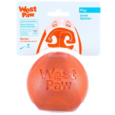 West Paw Zogoflex Echo Randa Dog Toy, Dog Ball, Orange, Large