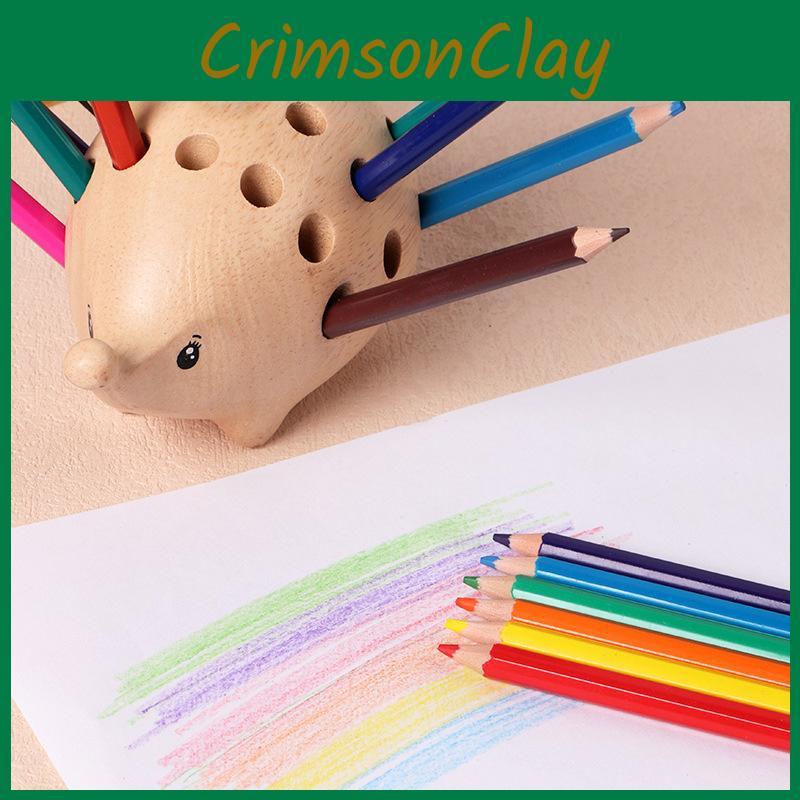 Hedgehog Creative Wooden Pen Cup Pencil Holder Storage Decoration Desktop