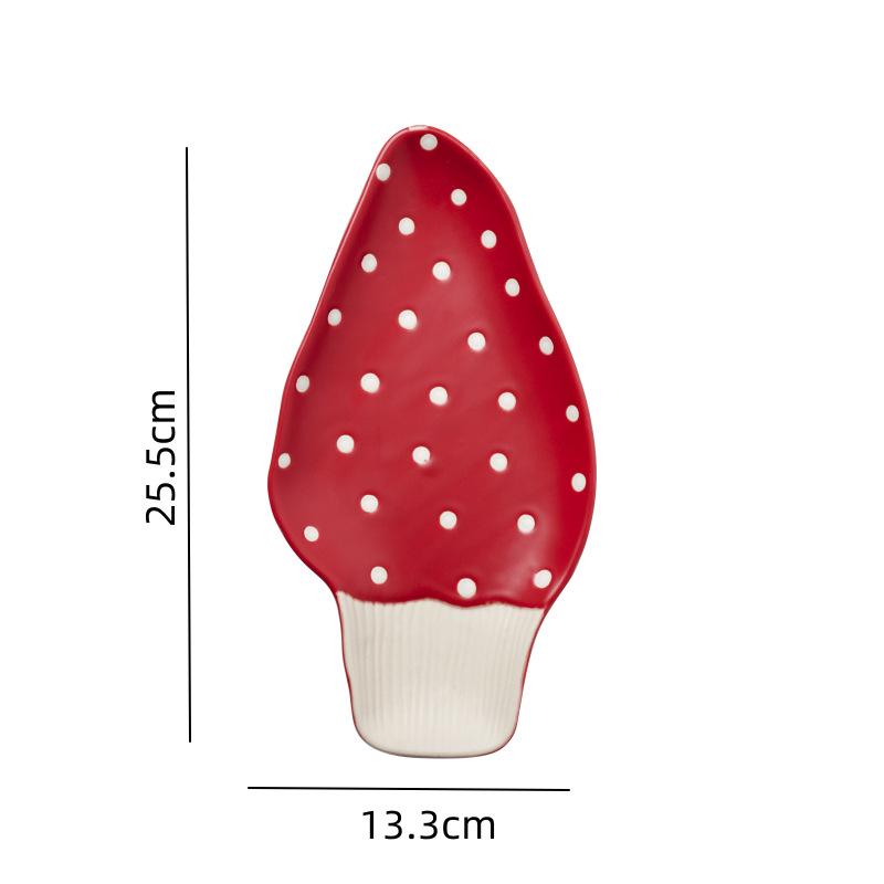 Cartoon Cute Red Mushroom Ceramic Plate, Kitchen Dining Room, Bread, Fruit Plate, Salad Bowl, Afternoon Tea Dessert Plate