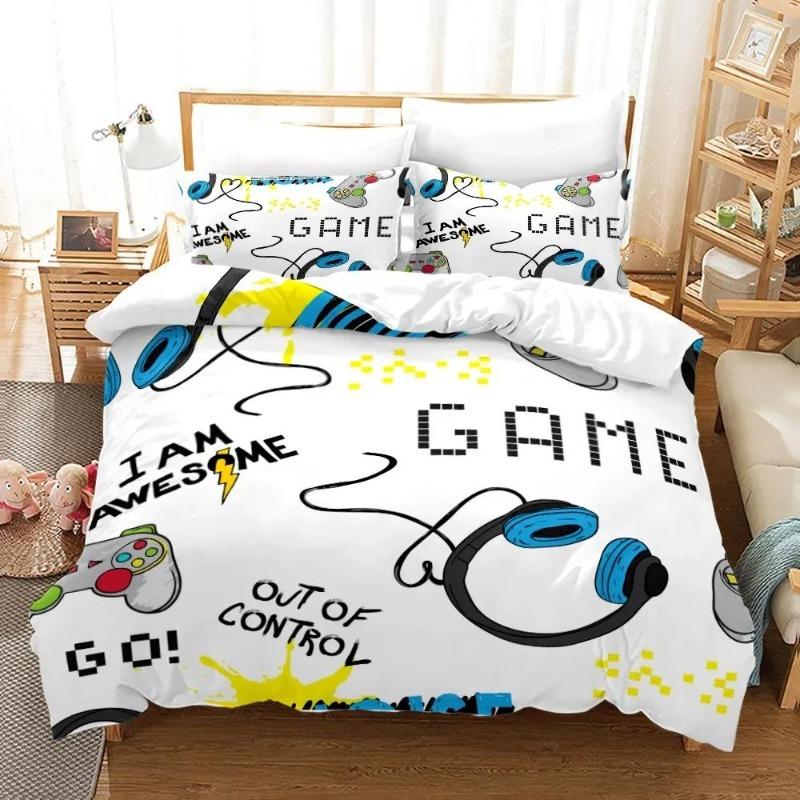 Gamepad Comforter Cover Gamer Bedding Set Teens Video Game Duvet Cover for Youth Boys Modern Game Controller Bedspread