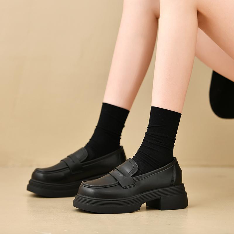 Dámské krátké kozačky v japonském stylu, jaro, podzim, dodání, styl, tlusté dno, zvyšující výšku, volnočasové boty, vintage, JK balerínky