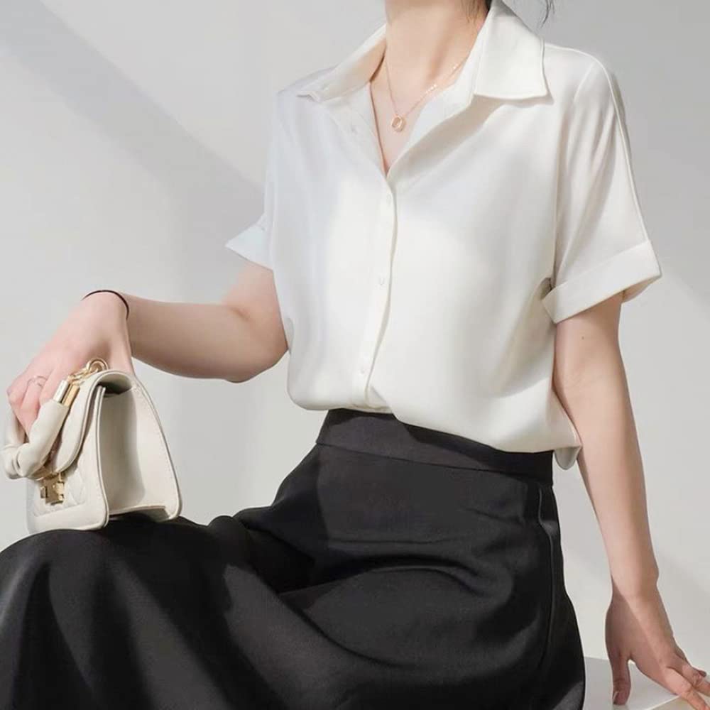 Shirt Blouse for Short No Shape Loose Large Business Work Highly 2L [SPRING SEAON] Women, Top, Sleeve, Summer, Casual, Office, Ironing, Retention,
