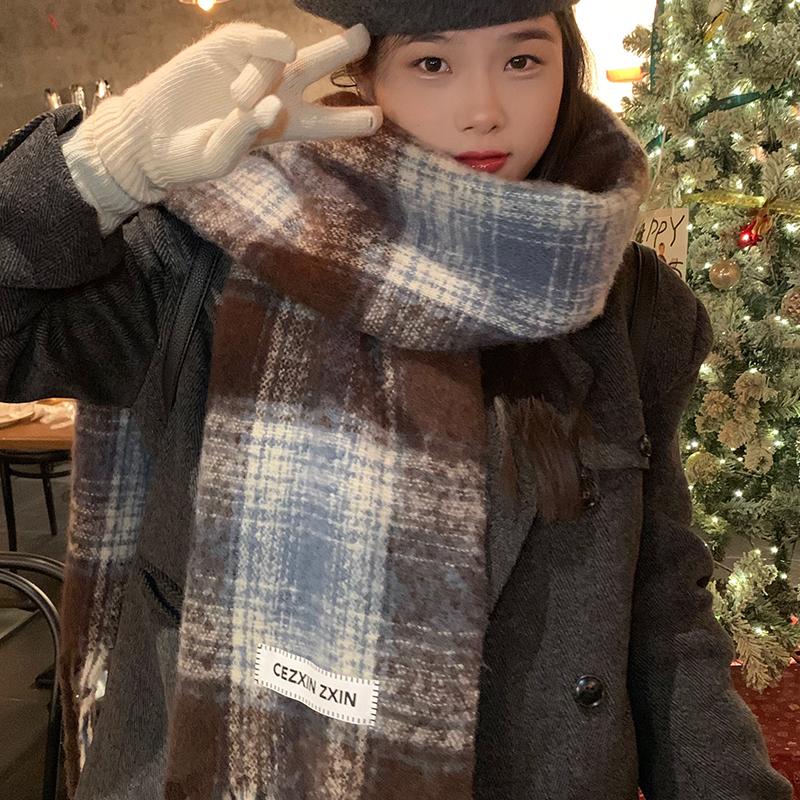 New Plaid Scarf Women Autumn And Winter Korean Style Fashion All-match Thick Warm Couple Neck Scarf