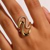 Vintage Wave 8-shaped Cubic Zirconia Stainless Steel Ring 18K Gold-plated Rings for Women Wedding Prom Jewelry Anniversary Gift