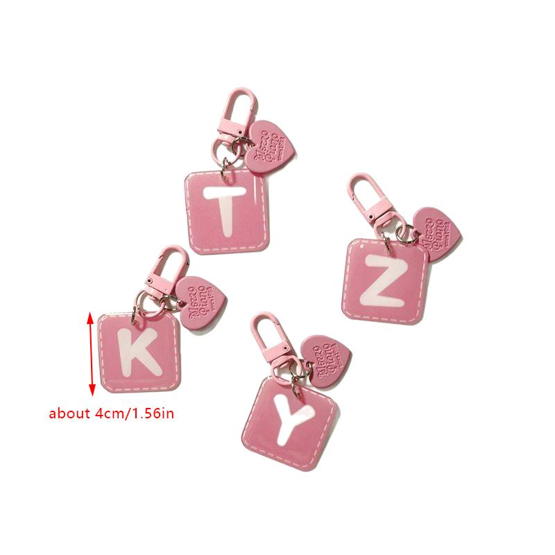 Pink 26 Letters Hanging Design Simple Keychain For Women Charm Jewelry Stylish Sophisticated Everyday Wear A-Z Key Chains