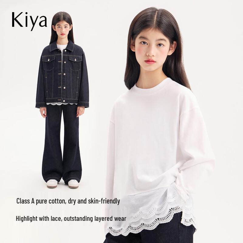 KIYA Girls  Pure Cotton Long Sleeve T-Shirt 150