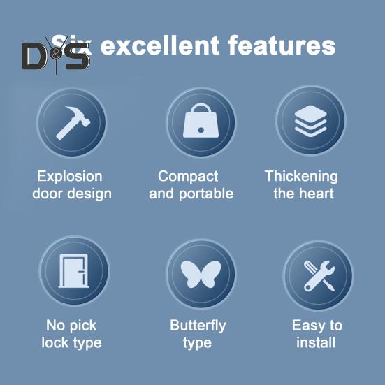 Portable Door Lock Additional Privacy Home Security Door Stop Lockdown Lock Hotel Apartment Dorm Traveling Metal Door Locker