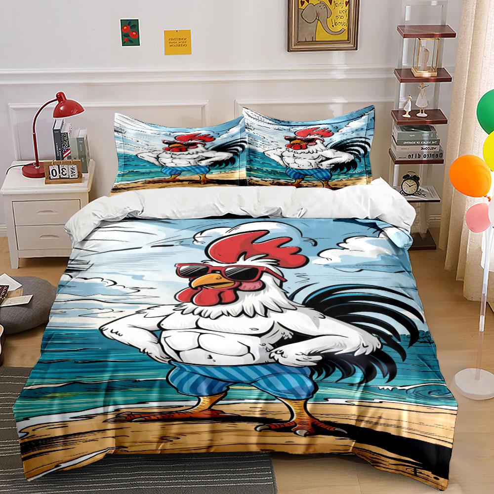 

Muscular rooster wearing sunglasses. Bedding sets Duvet cover sets Duvet covers Pillowcases(1 * Duvet Cover 2 * Pillowcases, without duvet insert) 135x200cm