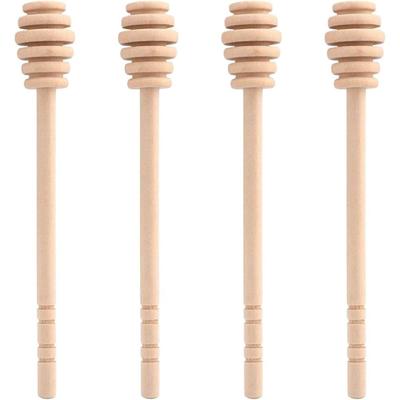 4 Pcs  Wooden Honey Mixing Stirrer Honey Dipper Sticks Honey Comb Stick Honey Spoon Collecting Dispensing Drizzling Jam