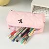 Gook Looking Bow Pen Bag Aesthetic Stationery Storage Bag Puffy Quilted Pen Bag  School Supplies