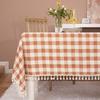1pcs Checkered Fashion Simple Nordic Tassel Tablecloth Family Gathering Tea Table Cloth Beautiful Living Room Kitchen Dust-proof Decoration Cover