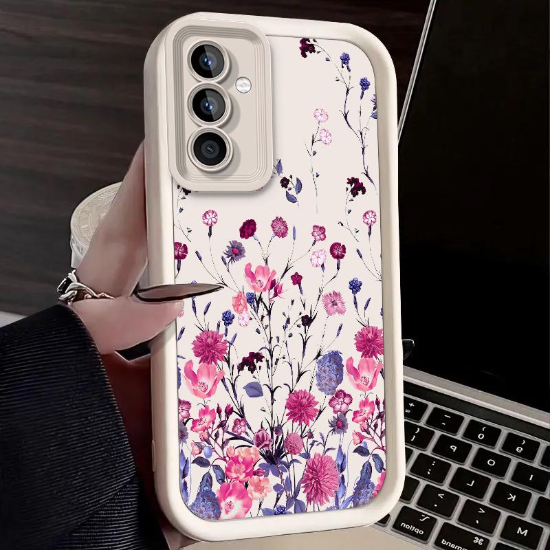 Romantic Flower Print Case for Samsung Galaxy S25 Ultra Plus S24 S23 S22 S21 S20 FE A73 A72 A71 A56 A55 A54 5G A52 A52S 4G Cover