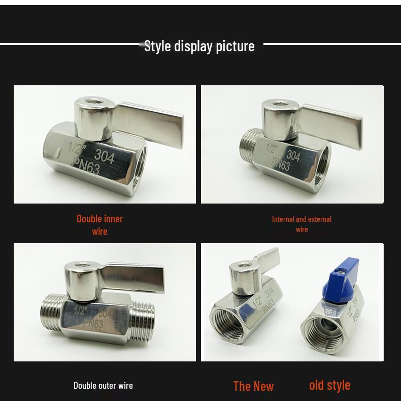 304 Stainless Steel High Pressure Mini Ball Valve, Double Male/Female Threads, Micro Design DN15
