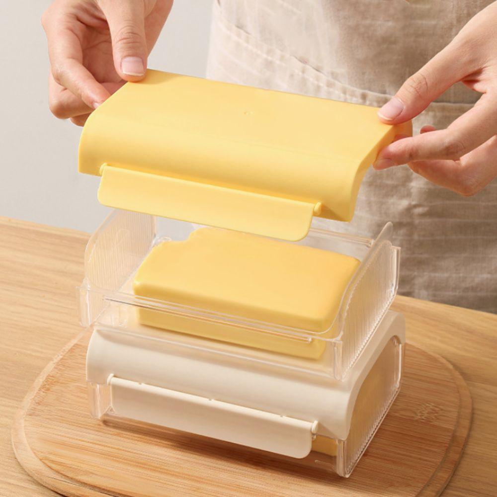 Plastic Butter Dividing Storage Box Sealed Butter Splitting Box Butter Tray  Refrigerator
