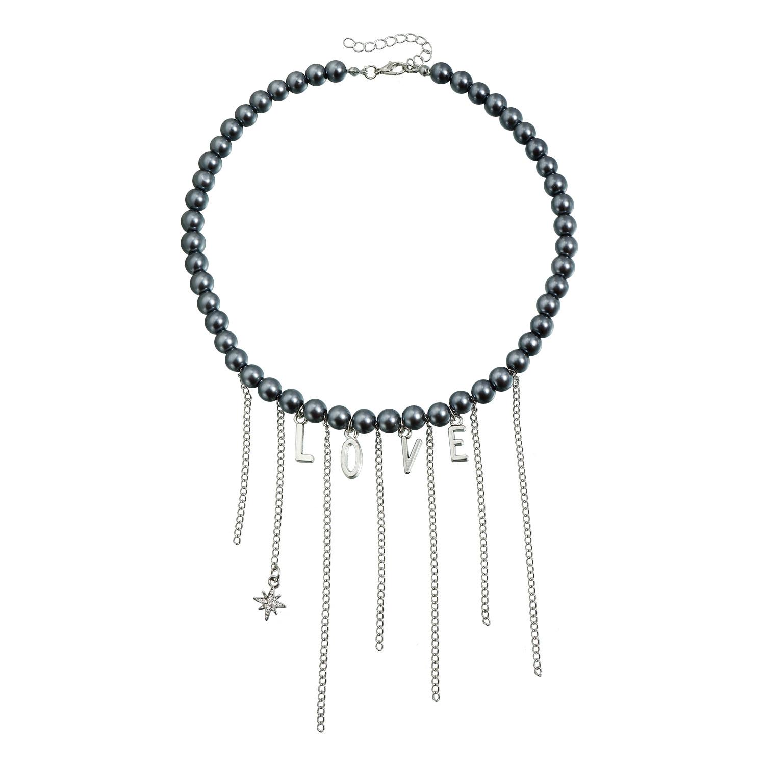 Jewelry light luxury spray paint glass beaded LOVE letter necklace ins personalized creative style jewelry