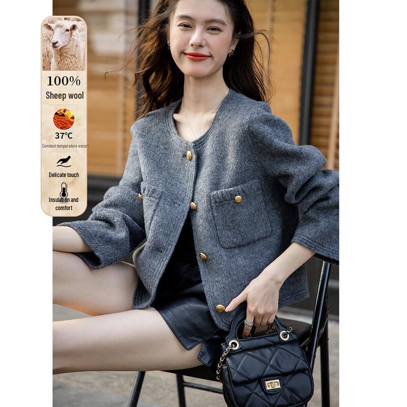 Mokana Women's Short Long-Sleeve Wool Coat